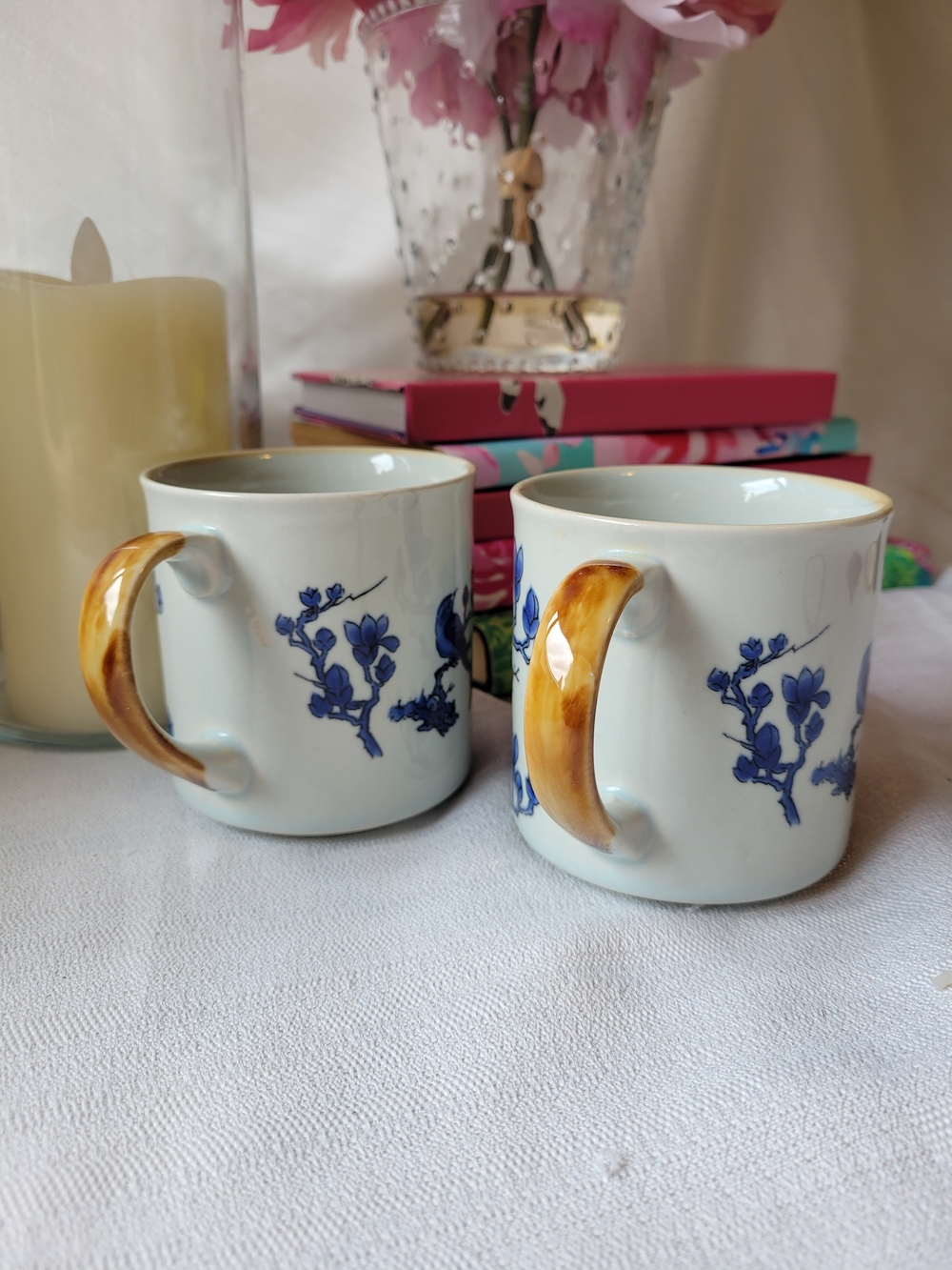 Sunnybird Designs Korean Vintage Blue Bird Stoneware Mugs - Set of 2 - Picture 2 of 3
